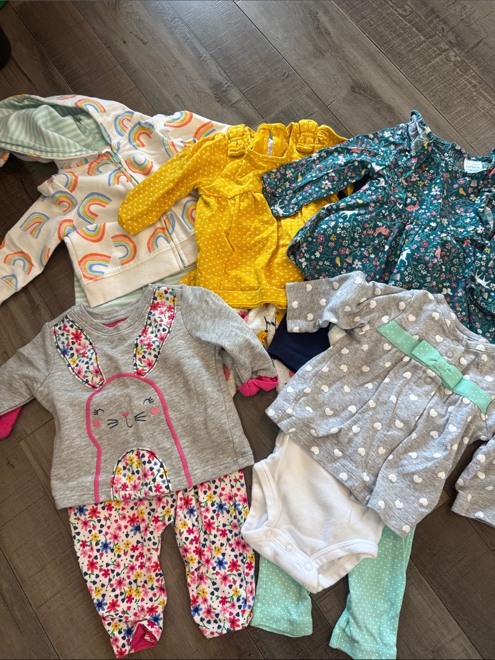 Carter's Teal Floral & Yellow Bird Baby Bottoms